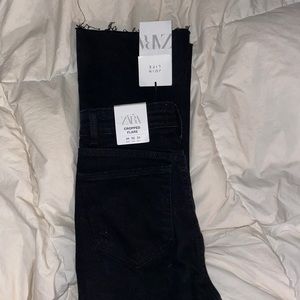 Zara mid rise cropped flare black jeans